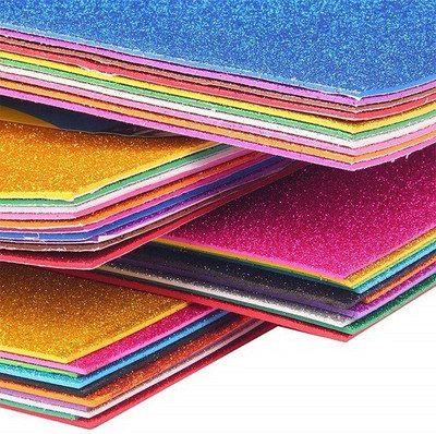 DSR ECLET A4-10 Sheet Glitter Sheets (A4 Size) Art & Craft Glitter Sheet Paper(Colour Sheet) for Craft,Multicolor A4 150 gsm Coloured Paper(Set of 1, Non Adhesive)