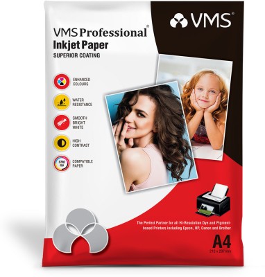 VMS Professional Self Adhesive Photo Paper 20 sheets High Glossy A4 135 gsm Inkjet Paper(Set of 1, White)