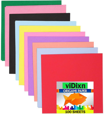 viDixn (VDX10) DIY Square Origami Paper (100-Pcs) Double Sides Solid Color (15 x 15cm) Unruled A5 80 gsm Origami Paper(Set of 1, Multicolor)