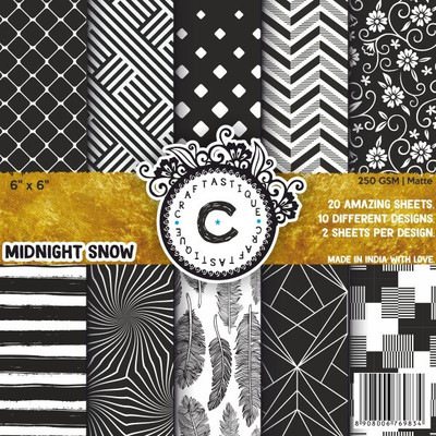 Craftastique Midnight Snow Designer Paperpack 6 x 6 inches 250 gsm Craft paper(Set of 1, Multicolor)