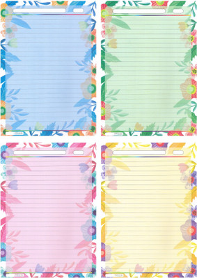 JHINTEMETIC Design - 005 Pack of 40 One Side Ruled Multipurpose Designer Sheets Projects & Various Uses A4 (29.7X21.0 CM) 140 gsm A4 paper(Set of 4, Multicolor)