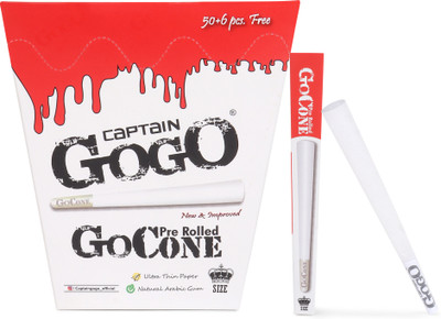 CAPTAIN GOGO gogo paper Pre Rolled 56 cone bleaches GoGo cone king size pre-Rolled King Size 13 gsm Paper Roll(Set of 56, White)