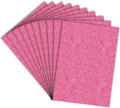 ShelfKing Glitter Foam Sparkle Sheet 2 mm Thick 10 Different Color, for Art & Craft A4 Size 100 gsm Coloured Paper(Set of 1, Pink)