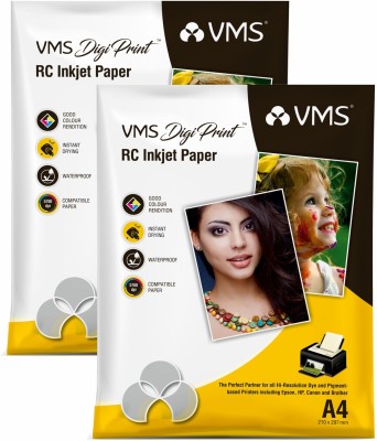 VMS Digi Print Glossy Photo Paper 2 x 20 Sheets) Unruled A4 240 gsm Photo Paper(Set of 2, White)