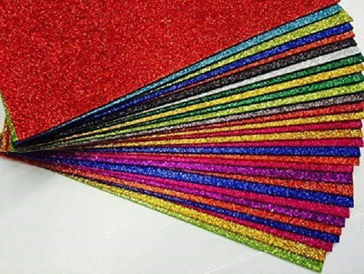 DSR ECLET Glitter Foam Sheet Sparkles 2 mm Thick 10 Different Color, for Art & Craft EVA Foam A4 Size Glitter Sheets A4 200 gsm Coloured Paper(Set of 1, Non Adhesive)
