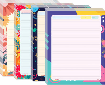ESCAPER Designer Paper Sheets – 1 Side Ruled – 90 GSM Project Paper Ruled A4 90 gsm A4 paper(Set of 1, Multicolor)