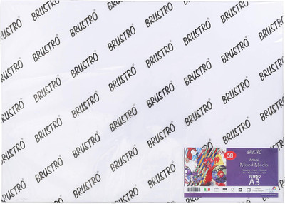 BRuSTRO Artists Mixed Media Paper - 50 Sheets, Unruled, A3, 250 gsm A4 paper(Set of 1, White)