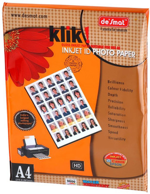 eva enterprises Desmat Click Photo Gloss Paper (Pack Of 50 Sheets) A4 180 gsm Photo Paper(Set of 1, White)