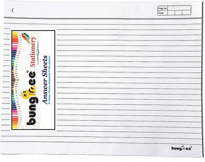 Bungbee Answer Sheets for Exam - 200 Ruled Pages / 50 Sheets - (With Hole for Tag) Ruled Unfolded (29.3cm x 22.4cm) 70 gsm A4 paper(Set of 100, White)