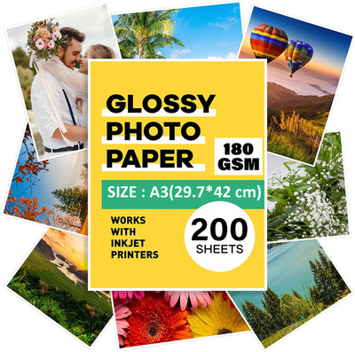 LRS Super Glossy Unruled A3 180 gsm Photo Paper(Set of 1, White)
