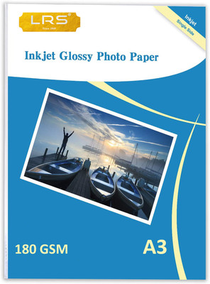 LRS Inkjet Glossy Paper - Pack of 20 Sheets - A3 180 gsm Photo Paper(Set of 1, White)