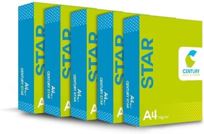 HRISHIKESH WORLD STAR CENTURY A4 A4 75 gsm A4 paper(Set of 5, White)