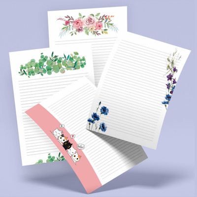 Zaslan Project Paper Ruled A4 100 gsm A4 paper(Set of 1, Floral Cute)