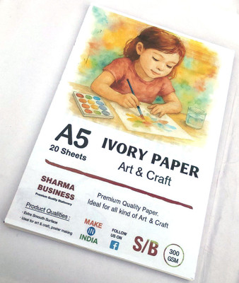ARETOR Premium A5 Ivory Paper 300 GSM – 20 Sheets for Craft Work Plain A5 300 gsm Drawing Paper(Set of 20, White)