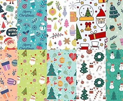 GIFTI SKY Christmas Printed Origami Paper Sheet|Combo of 50 Sheets|(5 Sheets each Design) |ONE SIDE PRINTED Best for Crafts,Scrapbooking,School, Art,DIY and Project| 6x6 inch 170 gsm Craft paper(Set of 50, Multicolor)