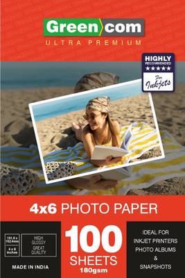 greencom Premium Plus Glossy Photo Paper 4x6 '' 10x15 cm 100 Sheets Unruled for Canon Hp Epson Inkjet Printer 4R 180 gsm Photo Paper