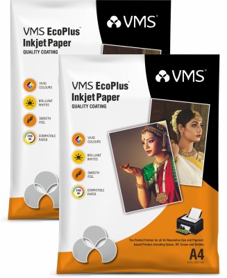 VMS Eco Plus High Glossy Photo Paper (20 sheets) Unruled A4 180 gsm Photo Paper(Set of 2, White)