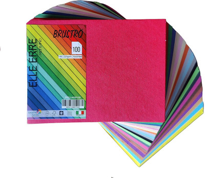 BRuSTRO Elle Erre Coloured Card Stock Pack of 20 Shades (Both Bright & Soft Mixed) X 5 Sheets (Total 100 Sheets) A6 220 gsm Craft paper(Set of 1, Assorted Colour)