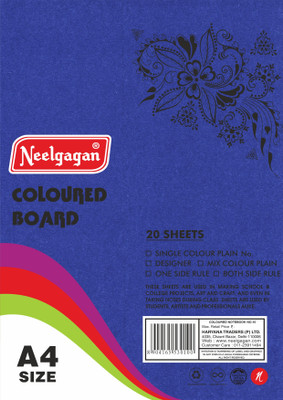 NEELGAGAN Dark Blue Color Sheets (Plain-Thick) In 1. Packet 20 Sheet Unruled A4 150 gsm Coloured Paper(Set of 5, Dark Blue)