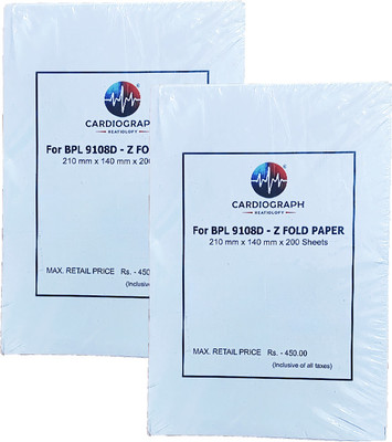 LISAMED ECG Z-Fold Paper for BPL 9108D,200 sheets per pack Ruled 210 mm x 140 mm 80 gsm Thermal Paper(Set of 2, Red)