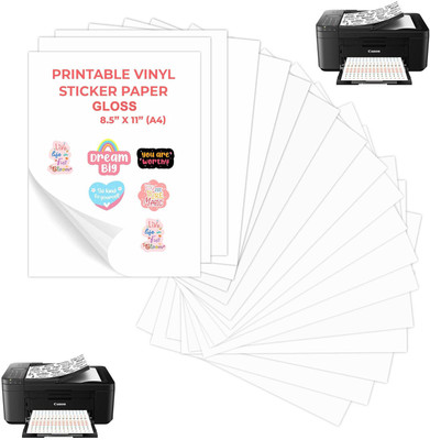 TATMODS White Gloss Vinayl Paper Sticker Photo Paper Glossy, Pack 25 na 23x29cm 170 gsm A4 paper(Set of 25, White)