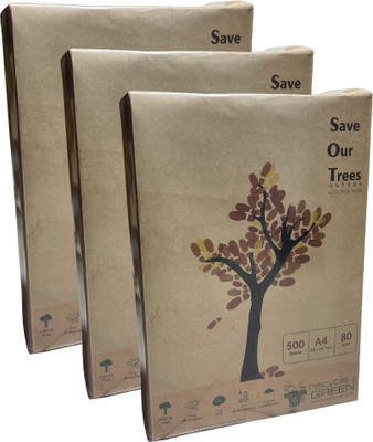 recycle green SOT UNRULED A4 80 gsm Printer Paper(Set of 3, White)
