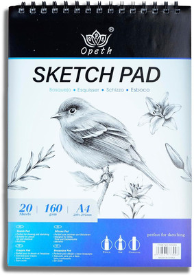 ArtRight A4 Portrait Spiral Sketch Pad for Pen Pencil Ink Charcoal & Mandala Art Sketch Pad(20 Sheets)