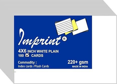 IMPRINT Unruled and White Thick Index Cards unrulled 4 x 6 250 gsm Craft paper(Set of 1, White)