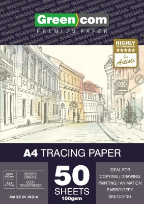 greencom 50 PCS A4 Size Artists Tracing Paper Transfer Paper for Pencil Ink Markers Unruled A4 95 gsm A4 paper(Set of 1, White)