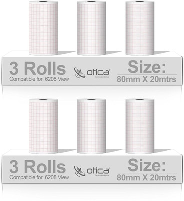 OTICA 6208 Round 50 mm x 20 mm 80 gsm Paper Roll(Set of 2, White)