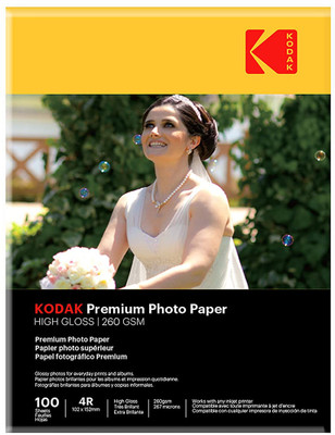 KODAK 260 GSM 4R Photo Paper High Glossy Unruled 4R 260 gsm Photo Paper(Set of 1, White)