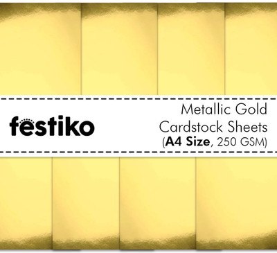 Festiko Metallic Gold Cardstock Sheets Pack of 40 Unruled A4 250 gsm A4 paper(Set of 1, Gold)