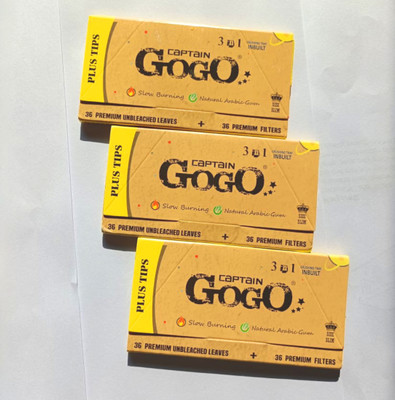 CAPTAIN GOGO Natural Arabic Slow Burning Papers with Filters and Crushing Tray unrolled King Size 13 gsm Paper Roll(Set of 3, Brown)