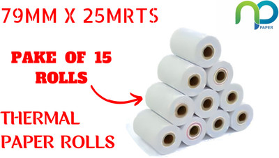 NPI POS Thermal Paper Roll 79MM X 25MTRS 50 gsm Paper Roll(Set of 15, White)