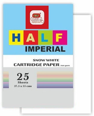 First Click A2 Engineering, Architect Drawing Cartridge Paper Half Imperial 25 Sheets UNRULED 55X37.5 cm 140 gsm Drawing Paper(Set of 1, SNOW WHIITE)