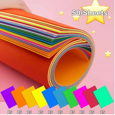 Eclet 90 gsm 50 sheet 10 sheet x 10 neon colour art and craft double side color sheet A4 90 gsm Coloured Paper(Set of 1, Multicolor)