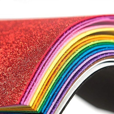 Freedy A4 Glitter Foam Sheet Sparkles (self Adhesive) Sparkles Foam Sheet with Sticky Back Pack of 10 Sheets A4 180 gsm A4 paper(Set of 10, Multicolor)