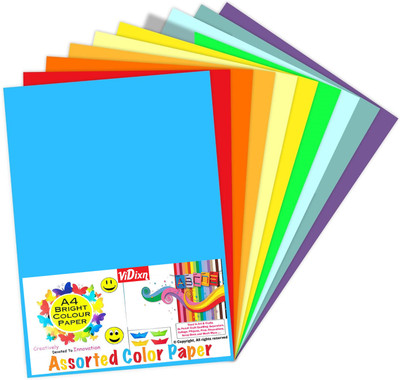 viDixn (VIDX-7) Multicolour A4 Size Sheet, (200 Piece) 20 Sheets Each Colour (Pack-1) Unruled A4 120 gsm A4 paper(Set of 1, Multicolor)