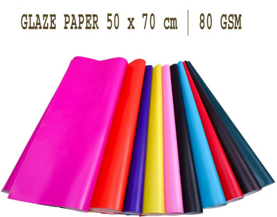 Marissa Glaze Paper Pack of 10 Big Sheets Assorted Colours | 80 GSM Glossy 50x70 cm 80 gsm Craft paper(Set of 1, Multicolour Glaze Paper Pack)