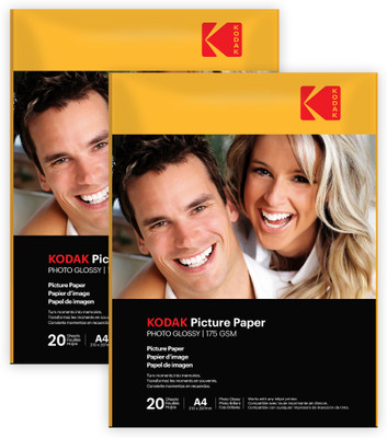 KODAK High Glossy InkJet Photo Paper 175 GSM UnruledA4 (210 x 297mm)40 Sheets Unruled A4 175 gsm A4 paper(Set of 2, Multicolor)