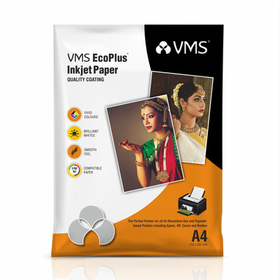 VMS Eco Plus High Glossy Photo Paper (20 sheets) Unruled A4 180 gsm Photo Paper(Set of 1, White)
