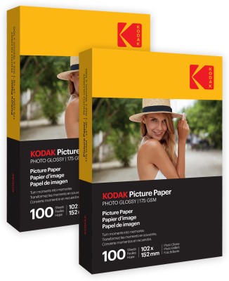 KODAK High Glossy Inkjet Photo Paper (102 x 152mm)200 Sheets Unruled 4 x6 175 gsm Photo Paper(Set of 2, White)
