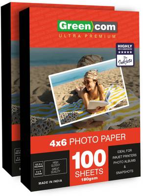 greencom Premium Plus Glossy Photo Paper 4x6 '' 10x15 cm 200 Sheets Unruled for Canon Hp Epson Inkjet Printer 4R 180 gsm Photo Paper