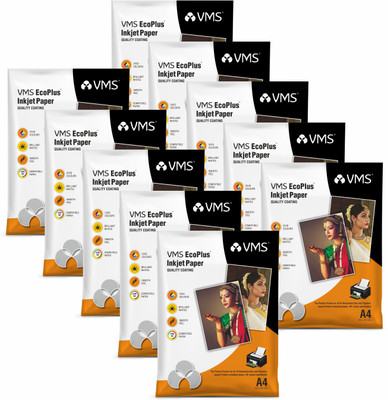 VMS Eco Plus Glossy Photo Paper A4 150 gsm Photo Paper(Set of 10, White)