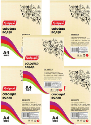 NEELGAGAN Cream Color (Plain-Thick) In 1. Packet 20 Sheet Unruled A4 150 gsm Coloured Paper(Set of 5, Cream)