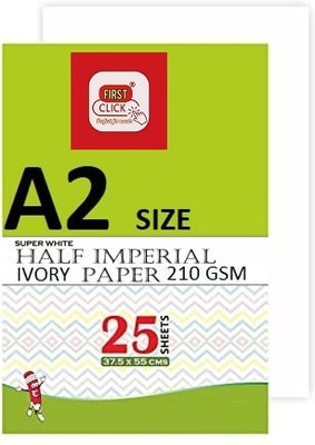 First Click A2 Engineering Drawing Paper Architect Ivory Paper Half Imperial 25 Sheet 210GSM UNRULED 37.5X55 cm 210 gsm Drawing Paper(Set of 25, White)