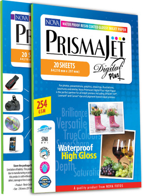 NOVA PRISMAJET digital plus High Glossy Water Proof Resin Coated InkJet Photo Paper Unruled A4 254 gsm Photo Paper(Set of 1, White)