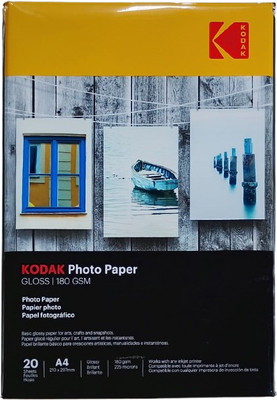 KODAK Photo Paper A4 Size GLOSS 180GSM Unruled 210MM x 297MM 180 gsm A4 paper(Set of 1, White)
