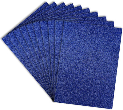 ShelfKing Glitter Foam Sparkle Sheet 2 mm Thick 10 Different Color, for Art & Craft A4 Size 100 gsm Coloured Paper(Set of 1, Blue)