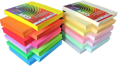 BRuSTRO Copytinta Mixed Bright & Soft Colour Craft Paper | Pack of 80 Sheets Unruled (20 colors x 4 sheets) 80 gsm A4 paper(Set of 20, Multicolor)